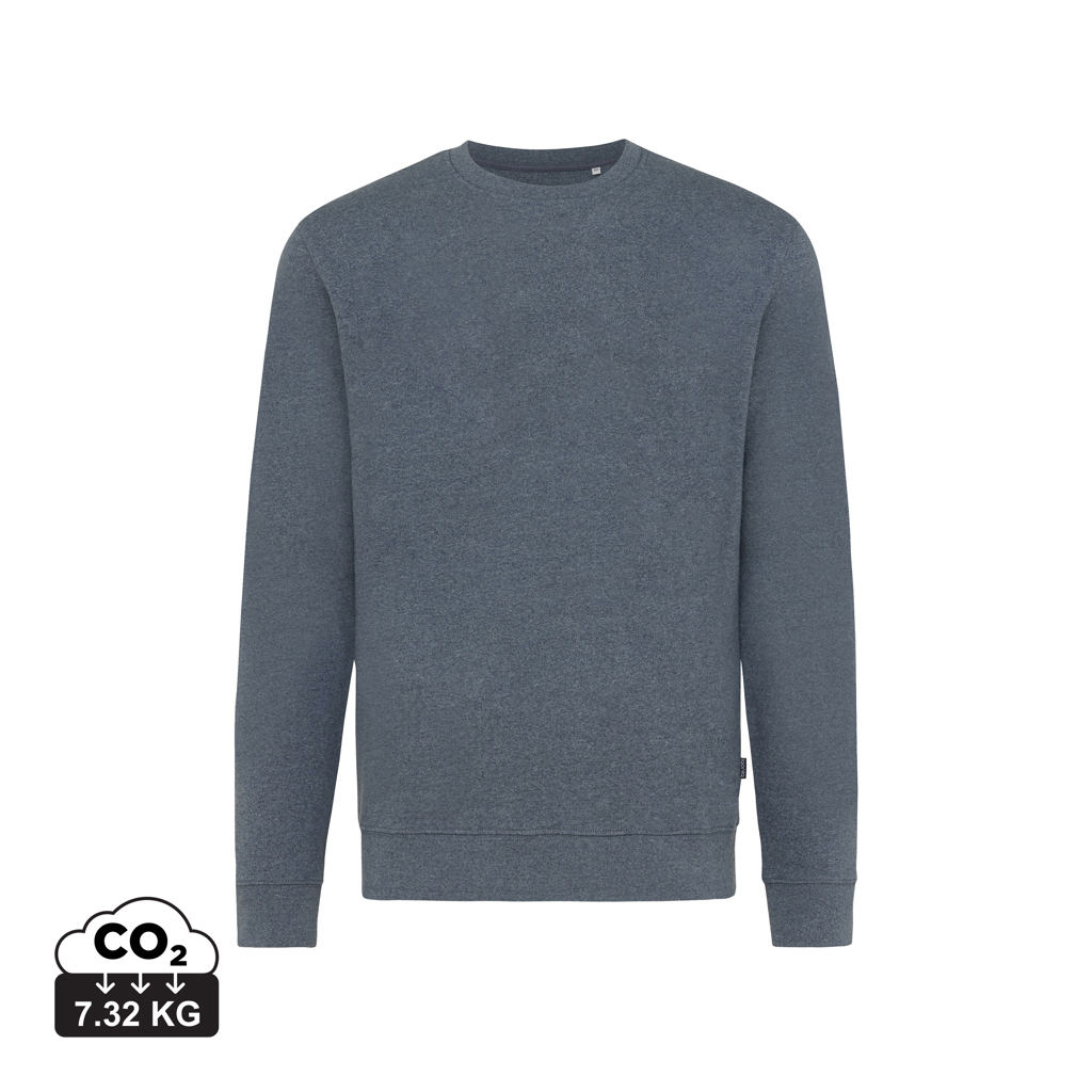 Pull chiné unisexe publicitaire coton recyclé 340g Iqoniq Denali Heather Navy